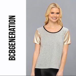 BCBGeneration Metallic Sleeve Sweatshirt Tee
